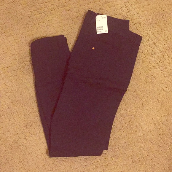 H&M Pants - Navy slim pants with copper button detail